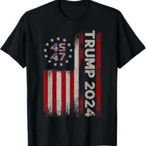 Trump 2024 American Flag T-Shirt for Patriotic Supporters